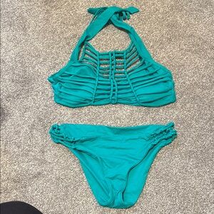 Teal Halter Bikini Set